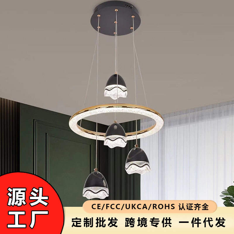 餐厅吊灯新款2024现代主义创意家用商业室内环形球形氛围感灯具