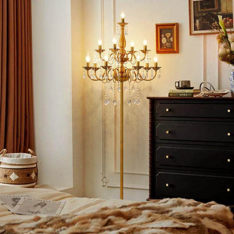 欧式别墅客厅水晶灯餐厅复落地灯婚庆宴会厅道具装饰铁艺蜡烛台灯