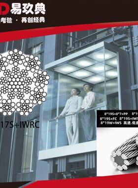 观光 货运 客运电梯钢丝绳8*19S-IWRC8*19W+IWRC8*25Fi+IWRC68101