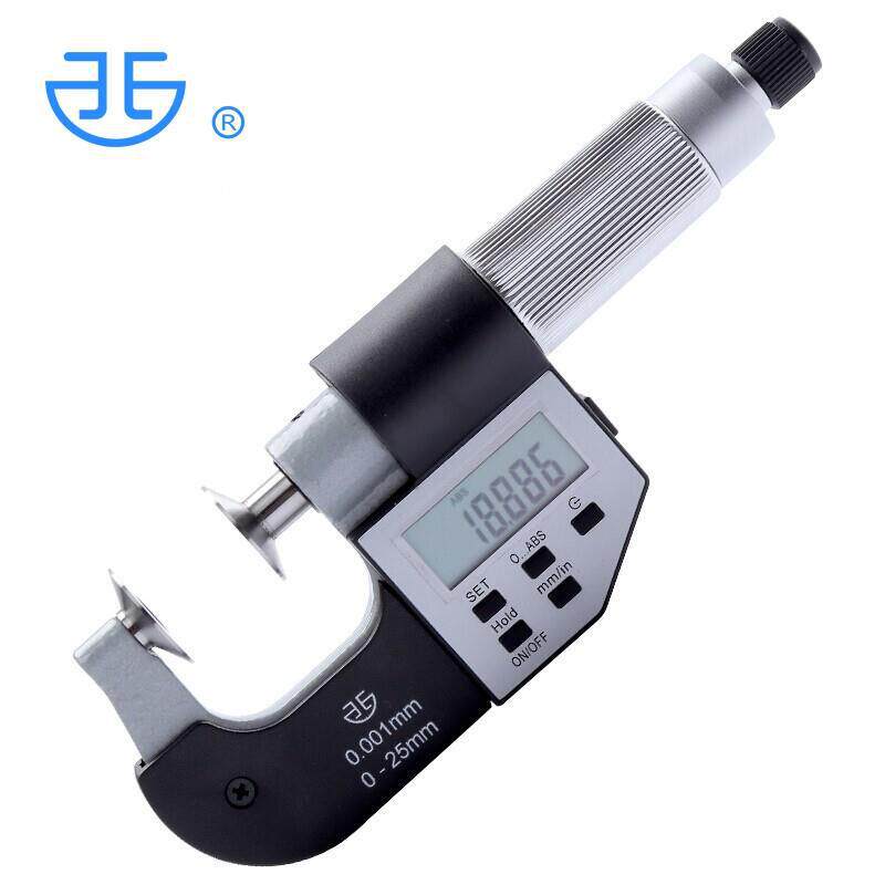 青量西北 电子数显公法线千分尺0-25mm 直进式 圆盘型测头 分辨率