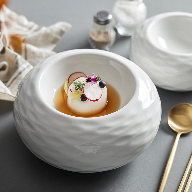 陶瓷保温盘批发白色异形盘子设计感意境菜创意酒店餐具会所西餐盘