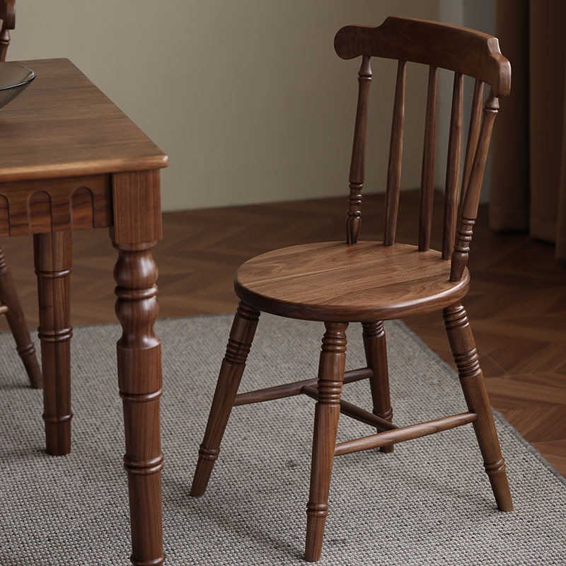 餐椅实木北美黑胡桃木美式家用书桌椅复古靠背网红餐厅椅子中古