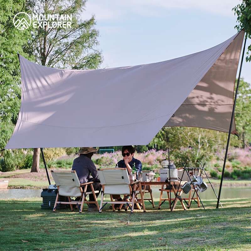 错山户外天幕露营帐篷方形蝶形防晒防雨野餐装 蝶形天幕MS807沙色