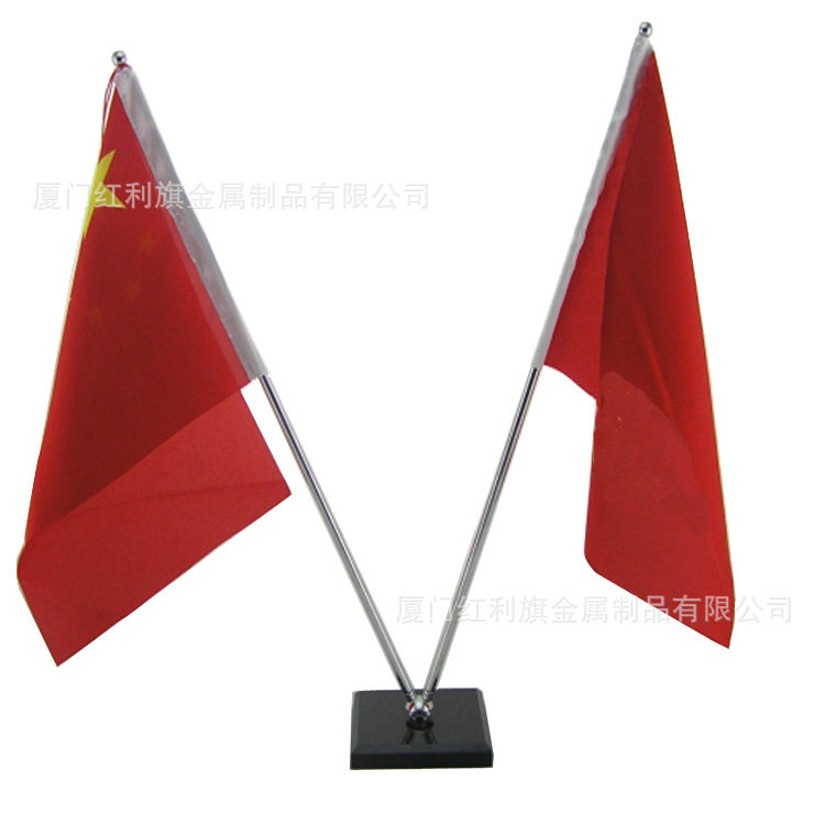 红利旗牌 办公V型伸缩桌旗座 签约会议桌面旗杆架