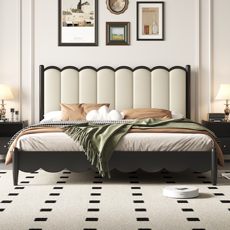 速发法式复古实木床简米主2双人1约8大床黑色床20卧4新款婚床