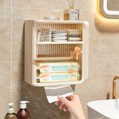 速发纸生间纸巾盒厕所卫生架防水置物纸免打孔壁挂式 抽卫盒卷纸置