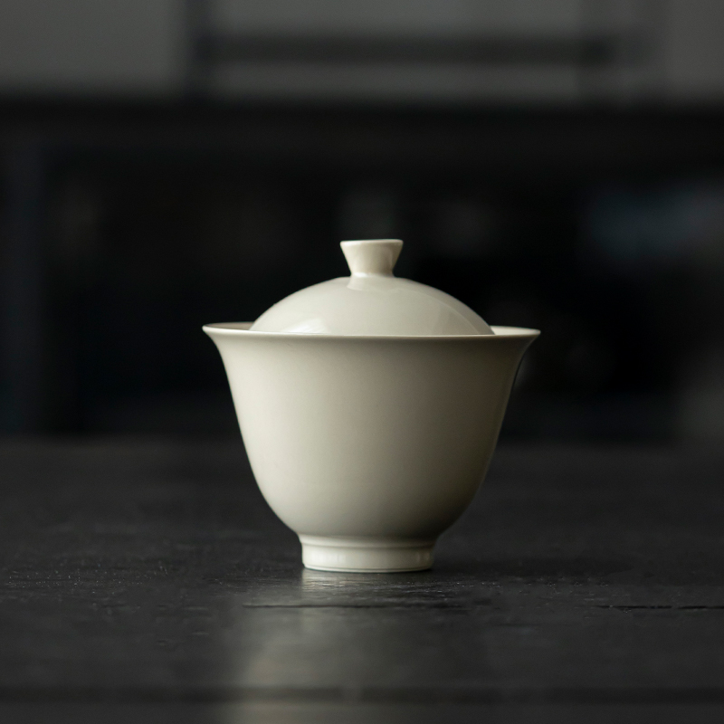 速发 草木灰盖碗大号纯茶碗 陶瓷敬茶色泡碗功夫茶具悬停不