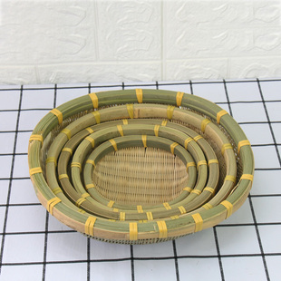 速发竹编家小竹簸箕单个竹编圆用簸箕纯手工竹编竹筲箕沥子篮水馒