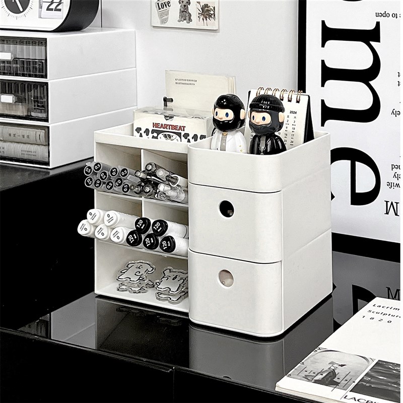 速发斜纳式桌面收插盒办公室笔物文具书桌整理宿舍神器笔筒置桶架