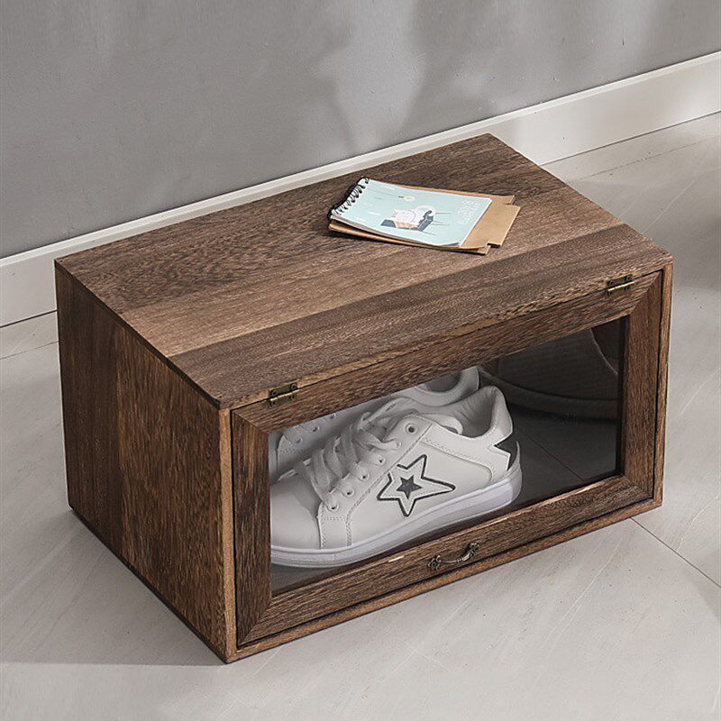速发6B球6实木收纳盒鞋盒家用放7鞋柜防品透明化妆尘厨房器皿置物