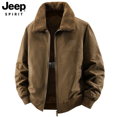 JEEP吉普男士纯棉工装羊羔绒外套