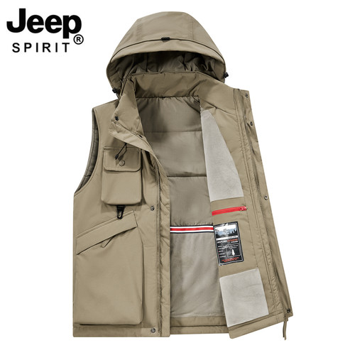 JEEP吉普户外休闲连帽加绒马甲