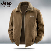 加厚保暖中青年工装 JEEP吉普男士 纯棉羊羔绒外套2025秋冬新款 夹克