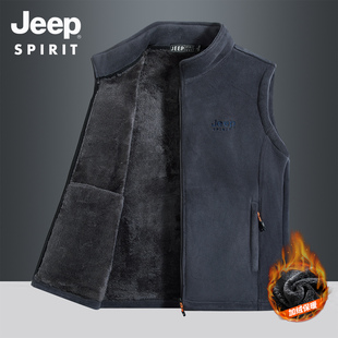 JEEP吉普男士奥粒绒马甲2025秋冬新款加绒加厚户外休闲保暖马夹男