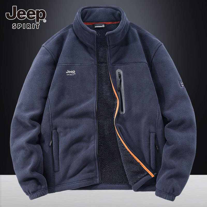 JEEP吉普奥粒绒外套开衫卫衣男