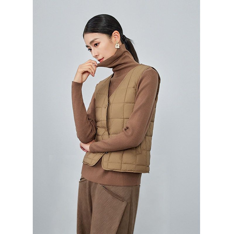 v领无袖保暖羽绒服马甲女2025秋季新款气质通勤减龄90白鸭绒背心