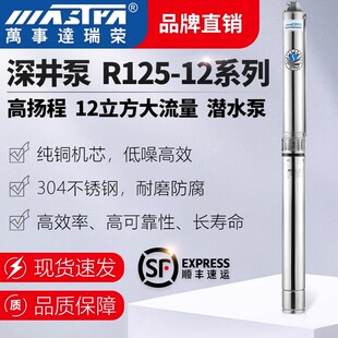 万事达高扬程深井泵R125-12大流量12立方水三相农用灌溉泵潜水泵