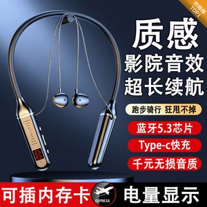 2025蓝牙无线耳机可插卡挂脖式通话运动跑步降噪超长续航高音质