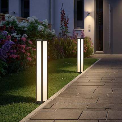 亚克力草坪灯现代庭院灯方形户外防水花园景观灯led铁艺220v室外