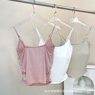 內(nèi)搭外穿上衣打底顯瘦帶胸墊內(nèi)衣 純色冰絲無痕吊帶背心女辣妹修身