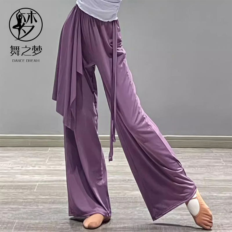 现代舞裤子舞蹈生裤中国舞秋冬新款阔腿裤飘逸基训服古典舞练功服