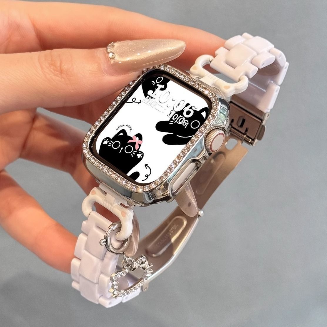 可爱猫耳华为fit4表带4pro适用华为watchfit3猫咪树脂表带夏季2女