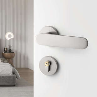 银色室内门锁木门磁吸静音房间门把手镍拉丝家用分体卧室房门锁