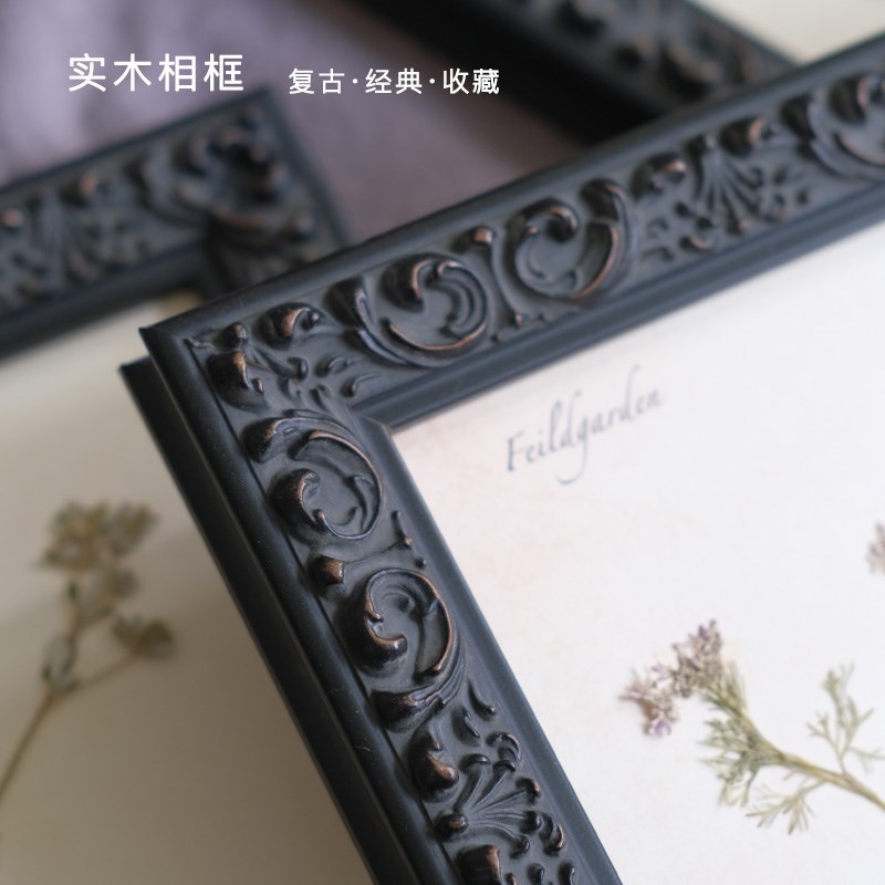 实木相框植物g标本装饰画 欧式美式乡村实木复古怀旧照片墙组合图片