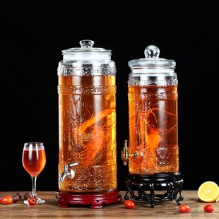 细高竹节泡药f酒瓶带龙头底座无铅加厚玻璃酿酒罐酒坛酒壶家用酒