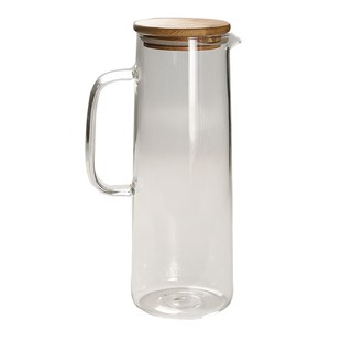 家用凉水壶高硼硅玻璃冷水壶 大容量茶壶 透明凉白开Y水壶套装竹