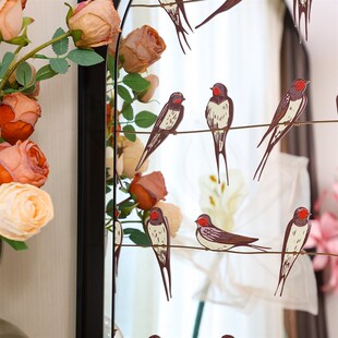 中古餐厅镜子画法式 法式 轻奢高N级感挂画客厅玄关壁 喜鹊报喜