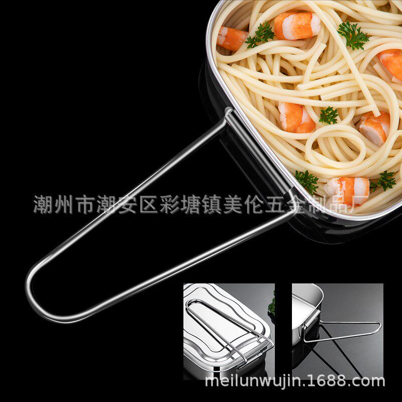 便当盒直销304不锈钢方型保A鲜饭盒单层饭盒学生食堂分格饭盒