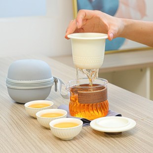 女士一壶一杯茶具旅行茶具套装 备办公室泡 户外便G携式 露营喝茶装