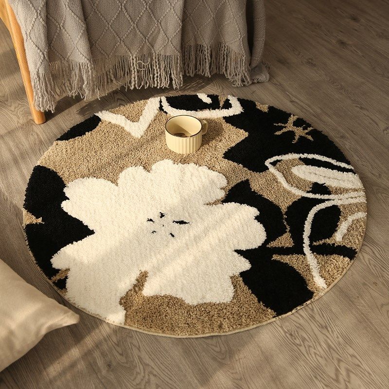 奶油风圆形客厅地毯耐脏轻奢卧室床边沙发茶N几植绒厚款梳妆台椅,居家布艺,地毯,淘宝优惠券,粉丝福利购,淘宝优惠卷