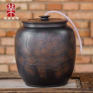 储水缸新款 水桶家用储c水用陶瓷带盖纯净水桶老式 茶台泡茶抽水养