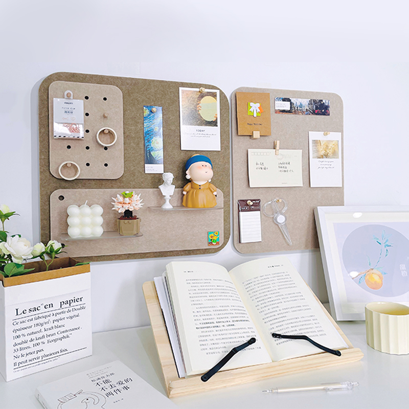 照片墙留言板组合免打孔置物架挂钩简约墙面毛毡墙贴展Z示板软木