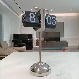 欧式 复古自d动翻页钟机械大钟表座钟创意伸缩拉杆时钟客厅台钟摆