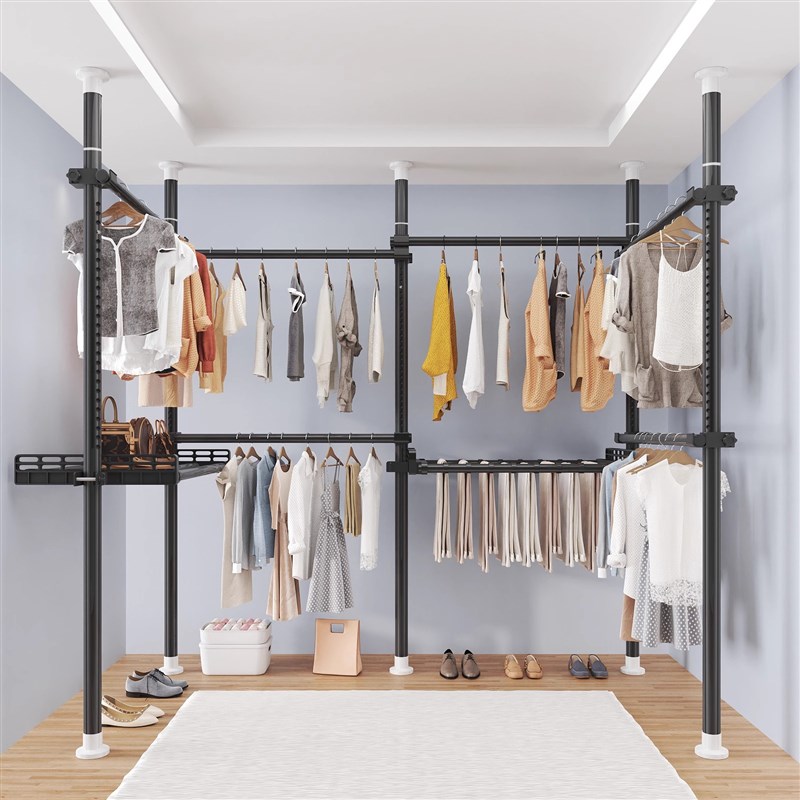 步入式衣帽间架子顶天立地置衣架上D墙落地组装开放卧室晒挂收纳
