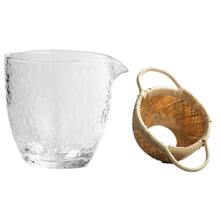 竹制茶滤玻璃公道杯组合茶漏过滤分茶套装锤目纹耐热Y茶海功夫茶