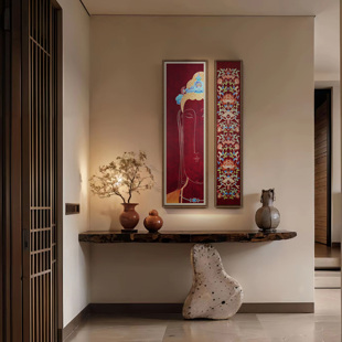 《如是观》唐卡艺术现代轻奢高端手工非遗新中式入户玄关禅意挂画