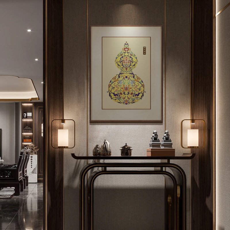 铜雕《蝉鸣福禄》金色葫芦框中框装饰画客餐厅玄关卧室背景墙挂画,家居饰品,铜雕画,淘宝优惠券,粉丝福利购,淘宝优惠卷