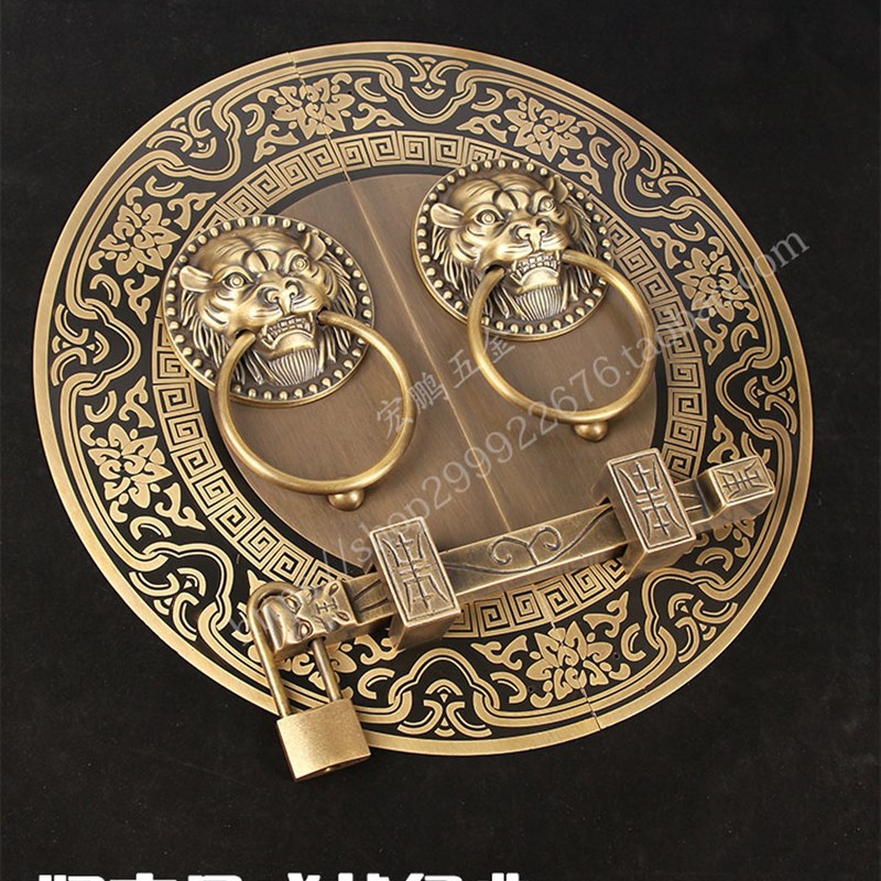 中式全铜大门兽头门环拉手仿古木门大拉手K酒店茶楼会所黄铜门把