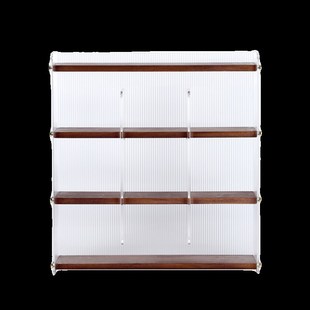 核桃木九宫格杯架置物架轻奢高级感桌面杯子M茶杯实木收纳展示架