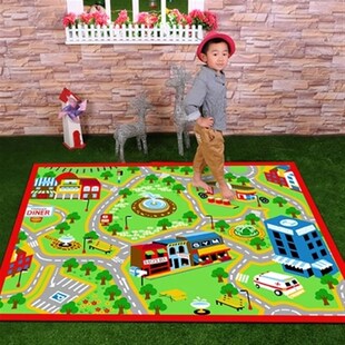 卡通儿童地毯城镇马路轨道交通车道轨道L游戏城市环保防滑爬行垫