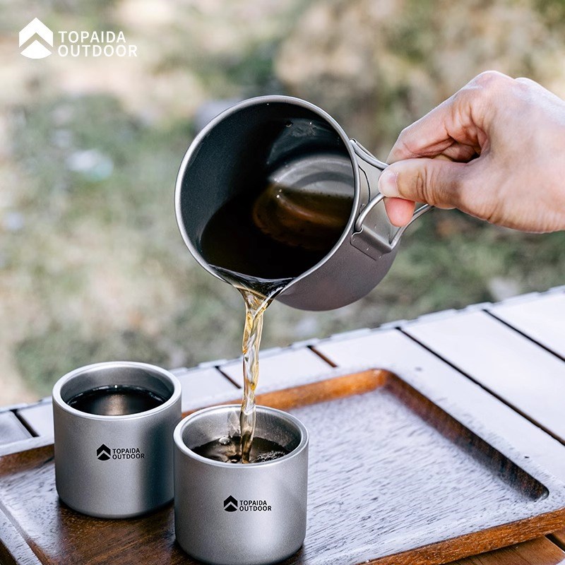 便携式纯钛茶具旅k行套装泡茶器带滤网户外露营钛合金快客杯茶壶