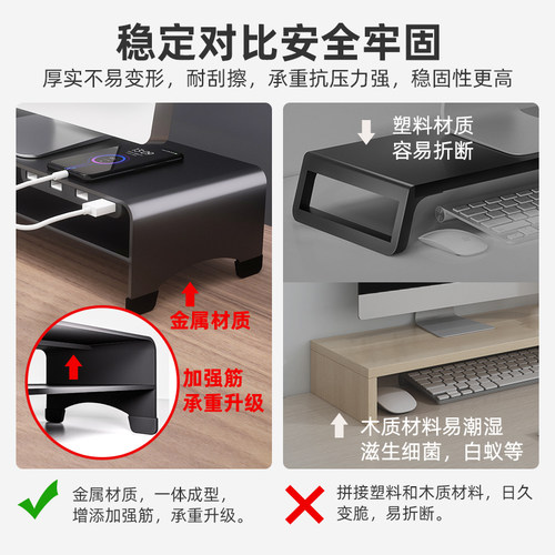电脑增高架办公室桌面收纳置物架显示F器屏托架垫高底座台式支架