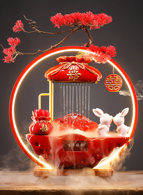 创意结婚礼物送新人闺蜜情人节礼品陶瓷流水摆Q件家居客厅婚房装