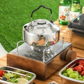 户外水壶304不锈o钢烧水壶户外烧水壶野营茶壶野外炉具便携炊具