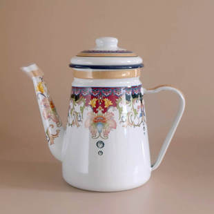 复古珐琅搪瓷咖啡壶手冲壶细口壶家用茶壶K冷水壶油壶煮茶壶奶茶