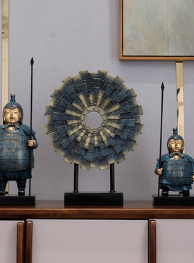 中式摆件家居饰品秦兵马俑摆件复古办公室L电视玄关柜客厅创意装